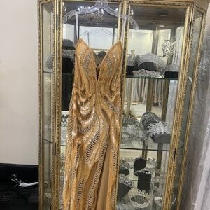 Portia and Scarlett Gold Evening Gown